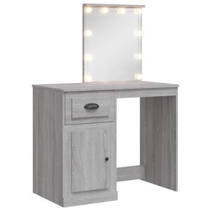 vidaXL Coiffeuse avec lumi&egrave;res LED sonoma gris 90x42x132,5 cm