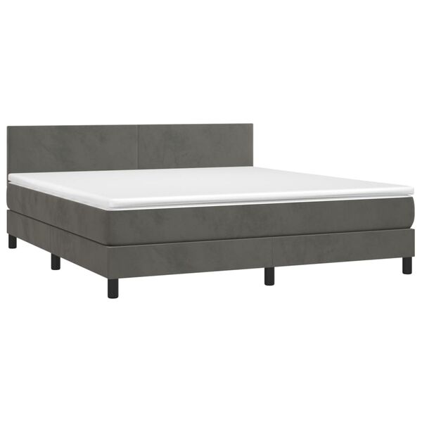 vidaXL Sommier &agrave; lattes de lit avec matelas LED Gris fonc&eacute; 180x200 cm