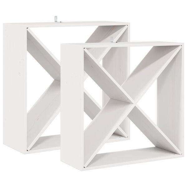 vidaXL &Eacute;tag&egrave;re &agrave; vin 2 pcs Blanc 62 x 25 x 62 cm Pin massif