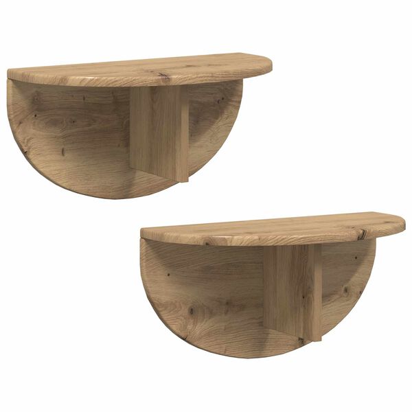 vidaXL &Eacute;tag&egrave;re Murale 2 pcs Ch&ecirc;ne artisanal 48 x 24 x 24 cm