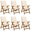 vidaXL Chaises de jardin inclinables 6 pc Naturel Bois d'Acacia Massif