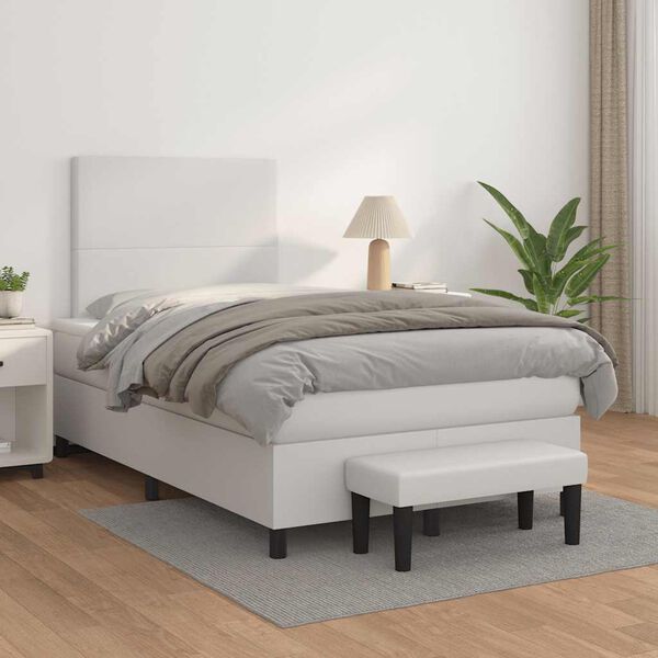 vidaXL Sommier &agrave; lattes de lit avec matelas blanc 120x190cm similicuir