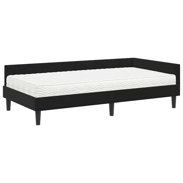 vidaXL Cadre de lit d'angle avec matelas Autre 2 pcs Noir Velours