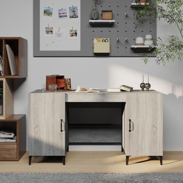 vidaXL Bureau Sonoma gris 140x50x75 cm Bois d'ing&eacute;nierie