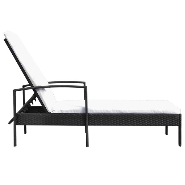 vidaXL Chaise longue avec coussin R&eacute;sine tress&eacute;e Noir