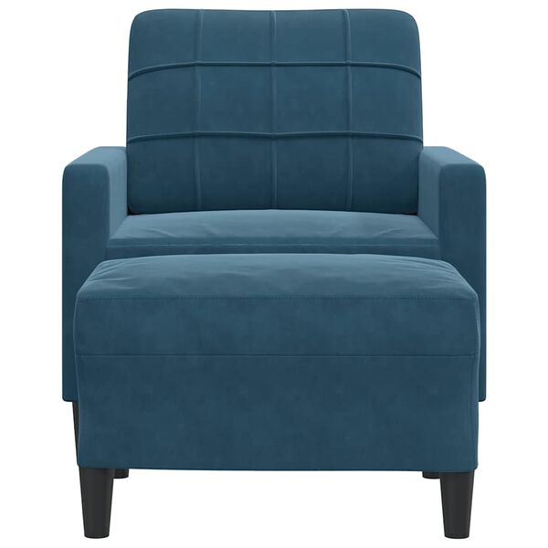 vidaXL Fauteuil avec repose-pied Bleu 60 cm Velours