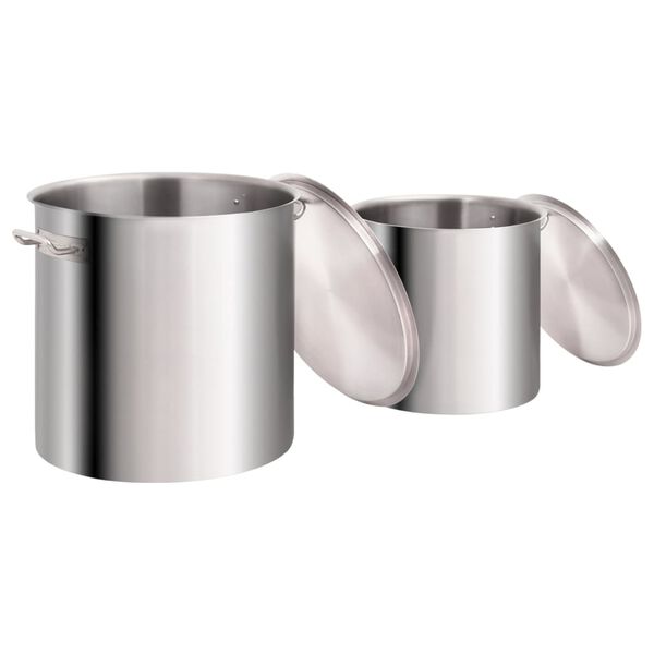 vidaXL Ensemble de 2 casseroles &agrave; bouillon 98/50 L Inox