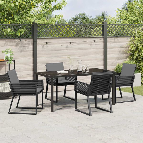 vidaXL Ensemble de salle &agrave; manger pour jardin 5 pcs Noir