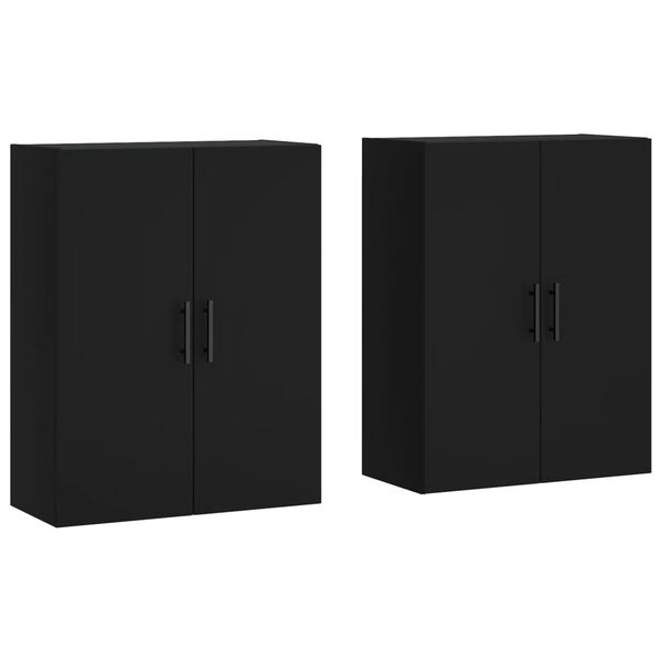 vidaXL Armoires murales 2 pcs noir 69,5x34x90 cm
