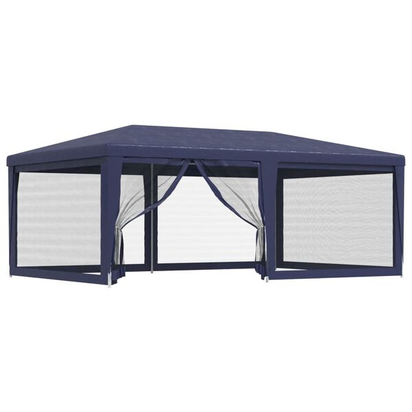 vidaXL Tente de fête avec 6 parois latérales en maille Bleu 6x4 m PEHD