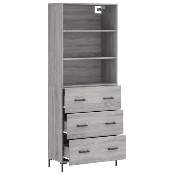 vidaXL Buffet haut Sonoma gris 69,5x34x180 cm Bois d'ing&eacute;nierie
