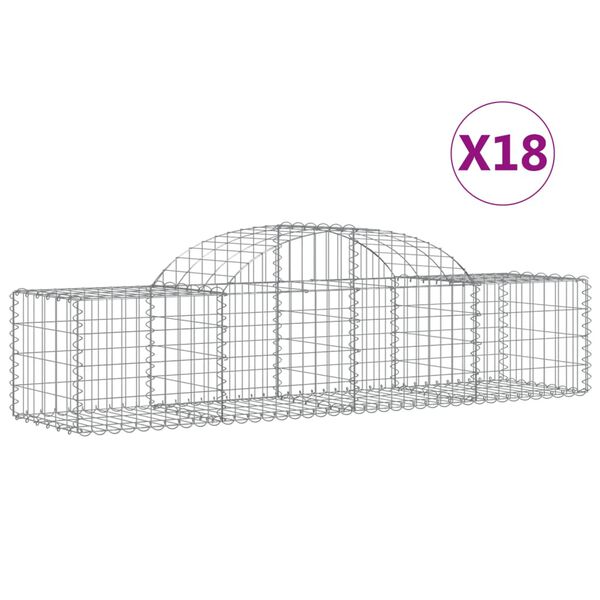 vidaXL Paniers à gabions arqués 18 pcs 200x50x40/60 cm fer galvanisé