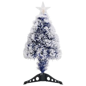 vidaXL Arbre de No&euml;l artificiel pr&eacute;-&eacute;clair&eacute; blanc/bleu fibre optique
