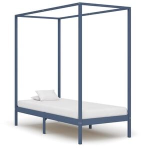 vidaXL Cadre de lit &agrave; baldaquin sans matelas gris bois massif 90x200cm