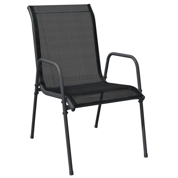 vidaXL Ensemble à manger de jardin 3 pcs noir textilène et acier