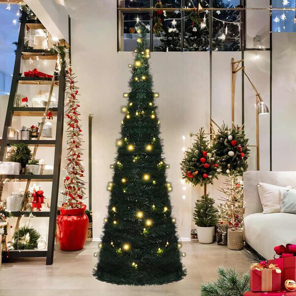 vidaXL Sapin de Noël artificiel pré-éclairé avec guirlandes vert 180cm