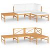 vidaXL Salon de jardin 4 pcs avec coussins cr&egrave;me Bois de teck solide