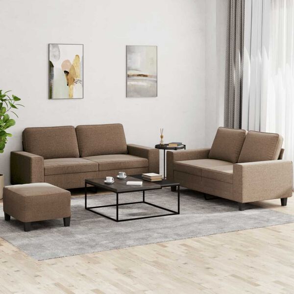 vidaXL Ensemble de canapés 3 pcs marron tissu