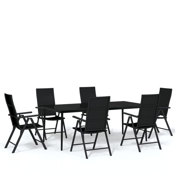 vidaXL Ensemble &agrave; manger de jardin 7 pcs Noir