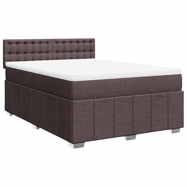 vidaXL Sommier &agrave; lattes de lit avec matelas Marron fonc&eacute; 140x190 cm