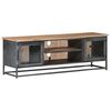 vidaXL Meuble TV Gris 120x30x40 cm Bois d'acacia massif et acier