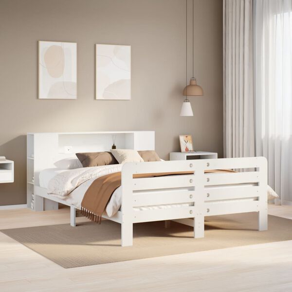 vidaXL Cadre de lit sans matelas blanc 140x190 cm bois de pin massif