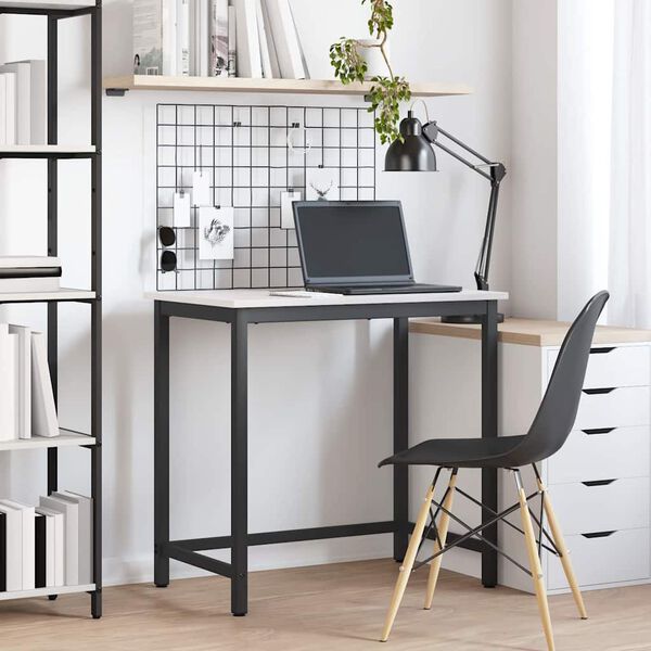 vidaXL table Blanc 80 x 50 x 77 cm Bois d'ing&eacute;nierie et acier