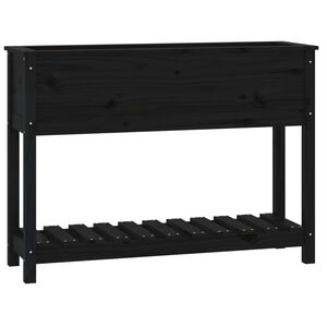 vidaXL Jardini&egrave;re avec &eacute;tag&egrave;re Noir 111,5x34,5x81cm Bois massif de pin