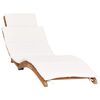 vidaXL Chaise longue pliable avec coussin blanc crème Bois de teck