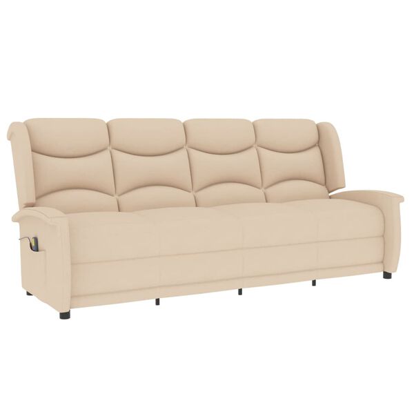 vidaXL Fauteuil de massage inclinable à 4 places crème tissu