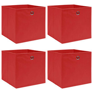 vidaXL Bo&icirc;tes de rangement 4 pcs Rouge 32x32x32 cm Tissu