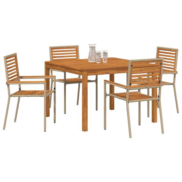 vidaXL Ensemble de salle à manger pour jardin 5 pcs Beige Poly rotin