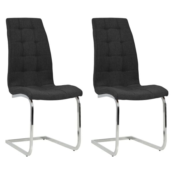 vidaXL Chaises &agrave; manger cantilever lot de 2 noir tissu