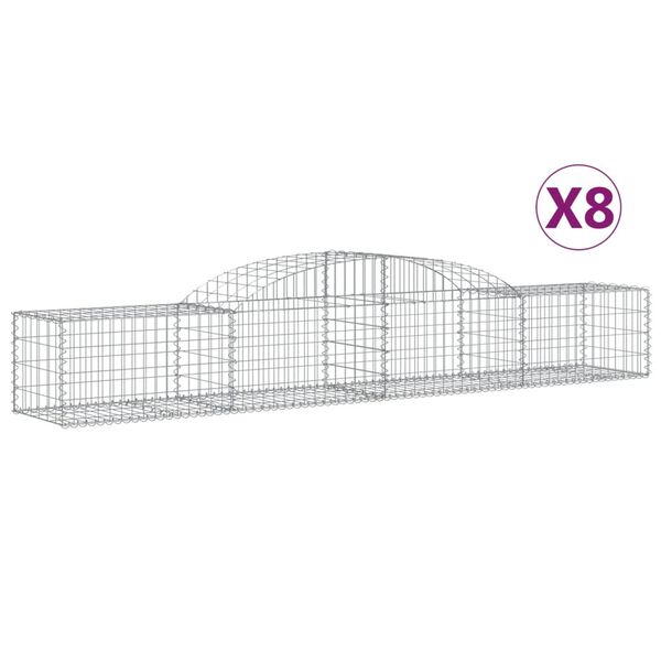vidaXL Paniers à gabions arqués 8 pcs 300x50x40/60 cm fer galvanisé