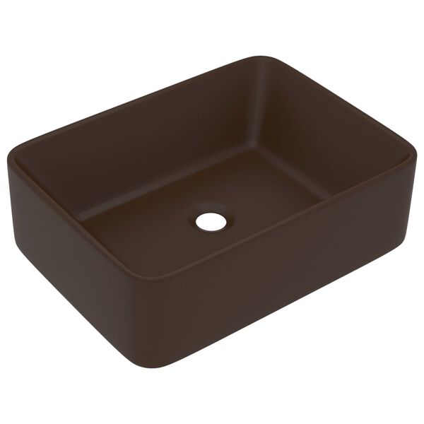 vidaXL Lavabo de luxe Marron foncé mat 41x30x12 cm Céramique