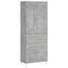 vidaXL Buffet haut Gris b&eacute;ton 69,5x34x180 cm Bois d'ing&eacute;nierie