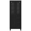 vidaXL Haut Armoire 2 pcs Ch&ecirc;ne noir Bois Agglom&eacute;r&eacute; et Verre