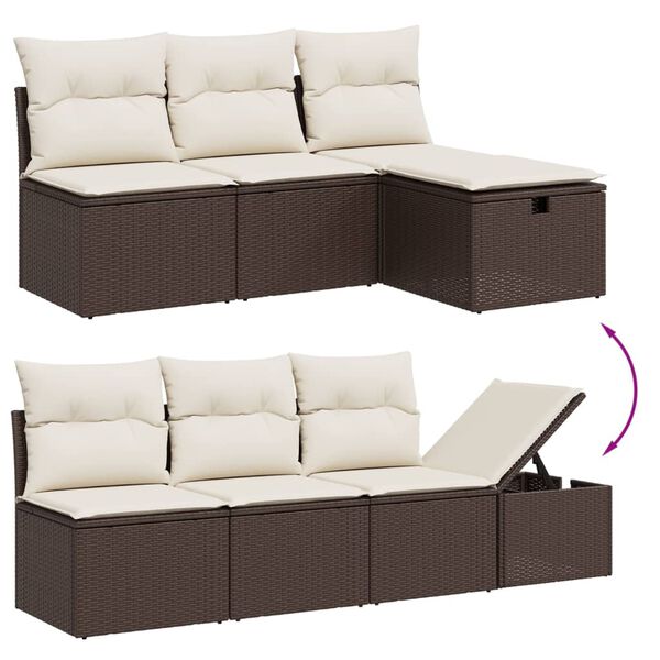 vidaXL Salon de jardin avec coussins 7 pcs marron r&eacute;sine tress&eacute;e