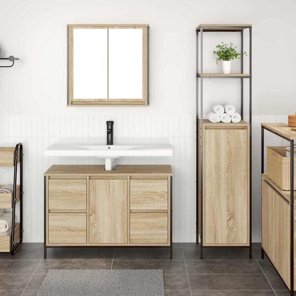 vidaXL Ensemble de mobilier de salle de bain 2 pcs Bois d'ing&eacute;nierie