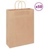 vidaXL Sacs en papier 50 pcs avec poign&eacute;es marron 32x12x42 cm
