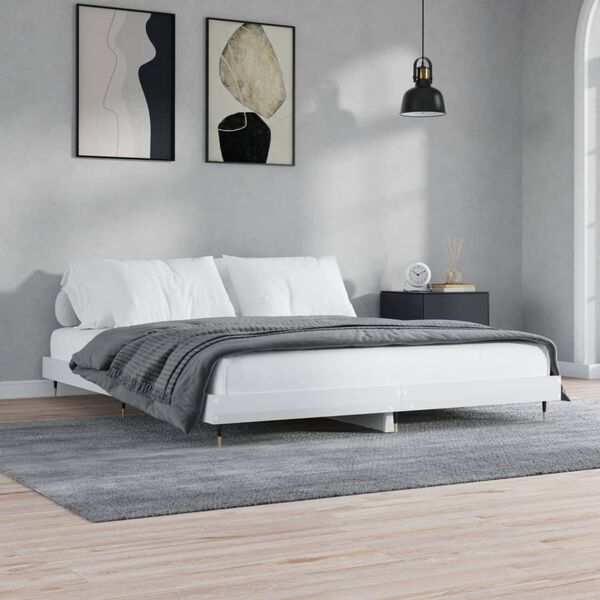 vidaXL Cadre de lit sans matelas blanc brillant 160x200 cm