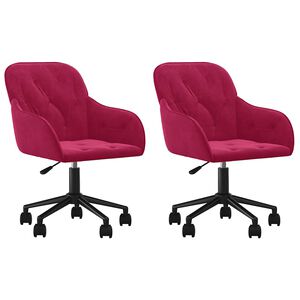vidaXL Chaises pivotantes &agrave; manger lot de 2 Rouge bordeaux Velours