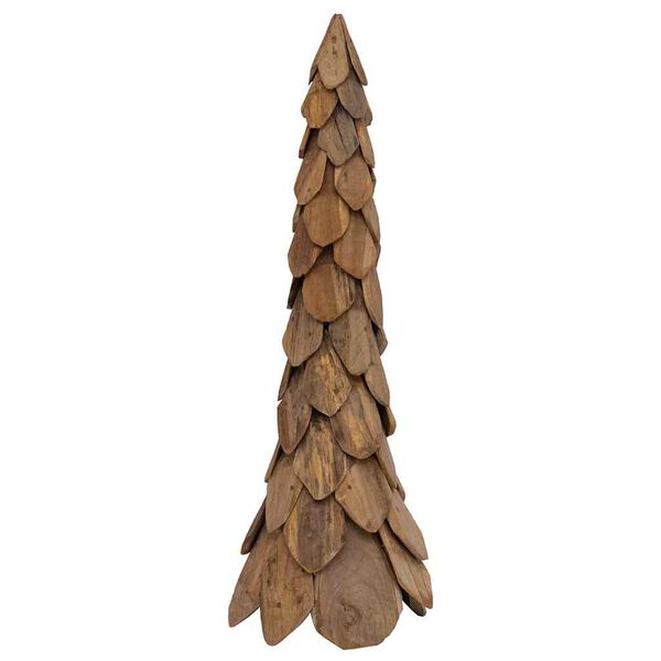 vidaXL Sapin de Noël avec support Marron 110 cm Bois de teck solide