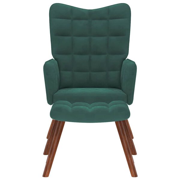 vidaXL Fauteuil relax avec tabouret en velours vert fonc&eacute;