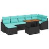 vidaXL Ensemble de canap&eacute; de jardin 8 pc Noir et turquoise