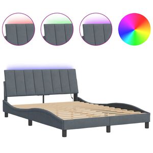 vidaXL Cadre de lit avec LED sans matelas Hanko gris fonc&eacute; 140x190cm velours