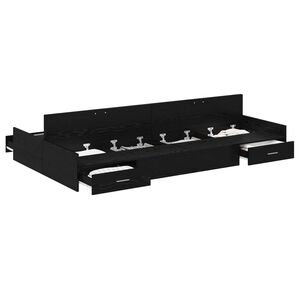 vidaXL Cadre de lit avec rangement avec tiroir Ch&ecirc;ne noir 120 x 190 cm