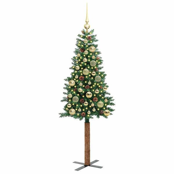 vidaXL Sapin de No&euml;l mince Vert 150 cm PVC et bois de pin massif