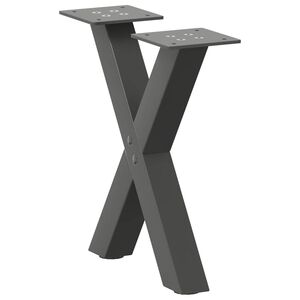 vidaXL Pieds de table basse en forme de X, 2 pi&egrave;ces, anthracite, 37 x (30-31) cm, acier