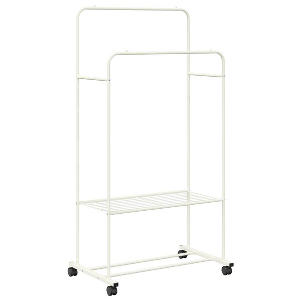vidaXL Porte-v&ecirc;tements avec &eacute;tag&egrave;re avec roue Blanc 80 x 53 x 156 cm